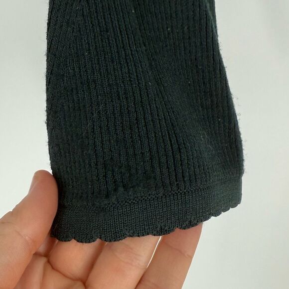 Self-Portrait Knit Scallop Edge Sweetheart Neck Bell Sleeve Top in Green | Small - Picture 8 of 9